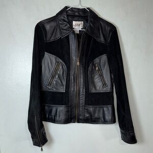 Gorgeous LAL Black Lamb Leather Suede Sexy Moto Jacket Zipper Sleeves Sz M